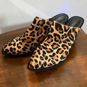 Jeffrey Campbell Leopard Print Mule Slides in Tan and Black
